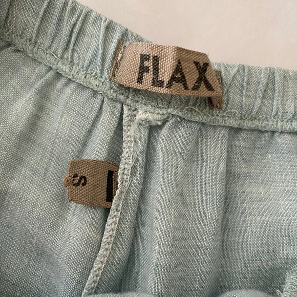 FLAX Linen Crop Pants Size S Robin's Egg Blue Pastel 25" Sustainable Lagenlook - Picture 6 of 11